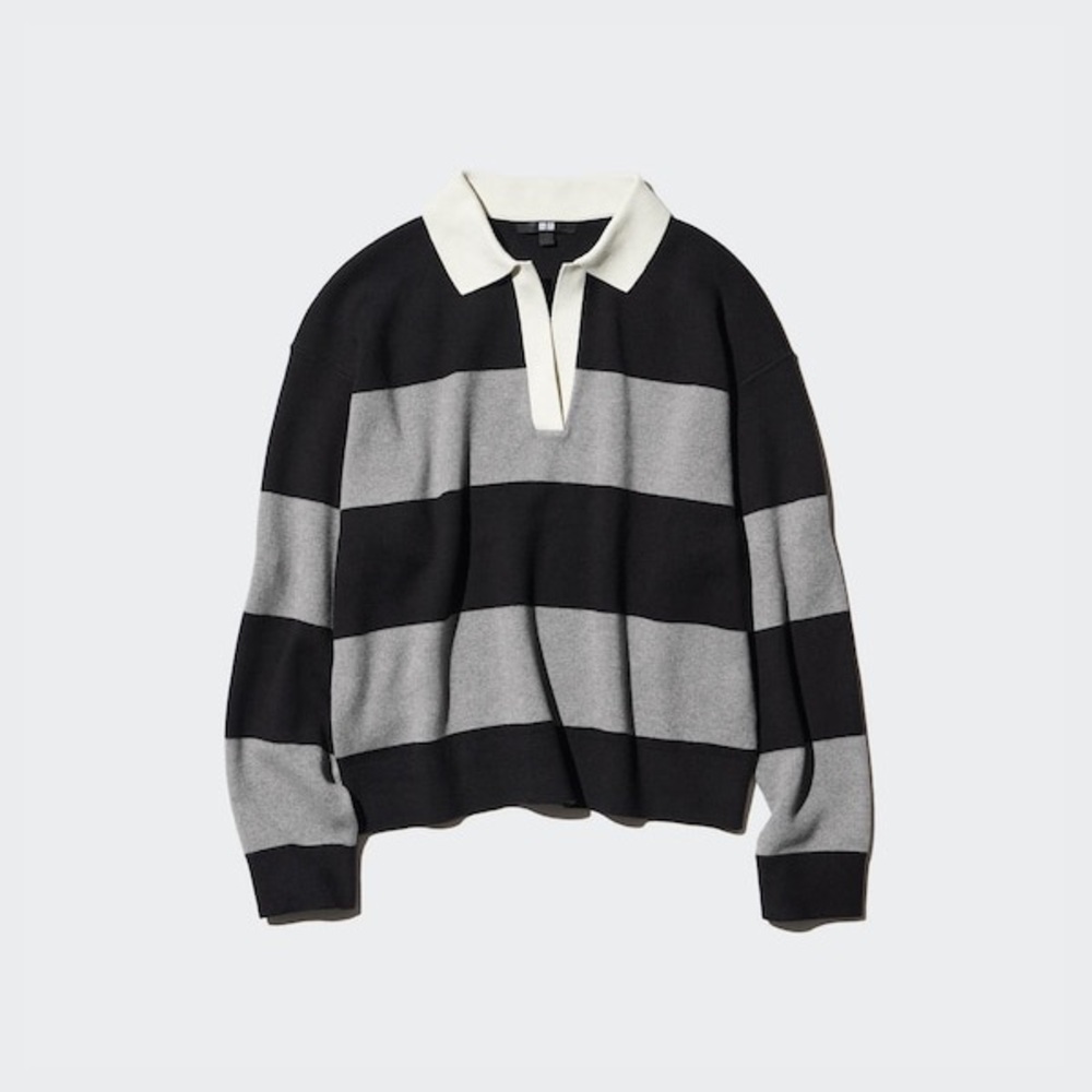 Uniqlo Women’s Smooth Cotton Relaxed Polo Sweater Size L